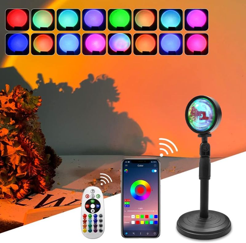 Photo 1 of  Sunset Lamp Projection, 16 Colors Sunset Lamp APP and Remote Control, 360 Degree Rotation LED Sunset Light, Multiple Colors Night Light for Photography, Party, Living Room, Bedroom Decor
Visit the everwood Store