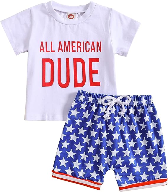 Photo 1 of Goodplayer Toddler Baby Boys 4th of July Outfit Shorts Set + Stars Stripe Short American Flag Summer Clothes, SIZE 12/18M