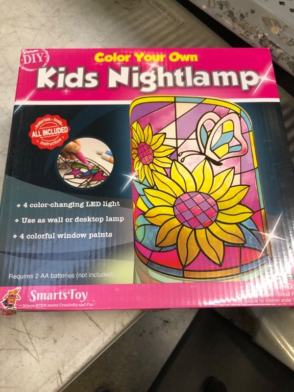 Photo 2 of Kids NightLamp DIY Kit- Creative Arts and Crafts for Girls and Boys Ages 5 Years and up- Stained Glass lamp with Window Paint and Circuit - Best Gift Art Kits