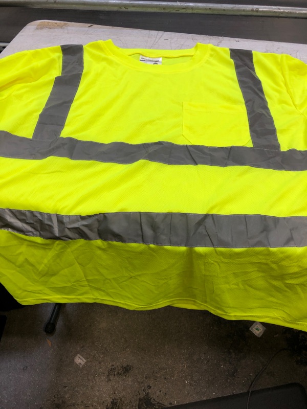 Photo 2 of  Hi-Vis T-Shirt ANSI Class 3 Reflective Safety Short Long Sleeve High Visibility Crew Neck Shirt, SIZE 2XL 