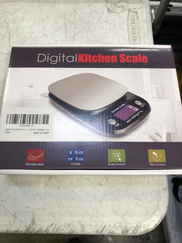 Photo 2 of  Digital Food Kitchen Scale, 10KG/22lb Multi-Purpose Scale for Cooking Baking, 1g/0.1oz Precise Stainless Steel with LCD Display, Measures in Grams, Ounces, Milliliters, Pounds Weight Loss