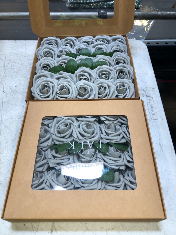 Photo 1 of 50 PCS ARTIFICIAL ROSES LIGTH GREY 