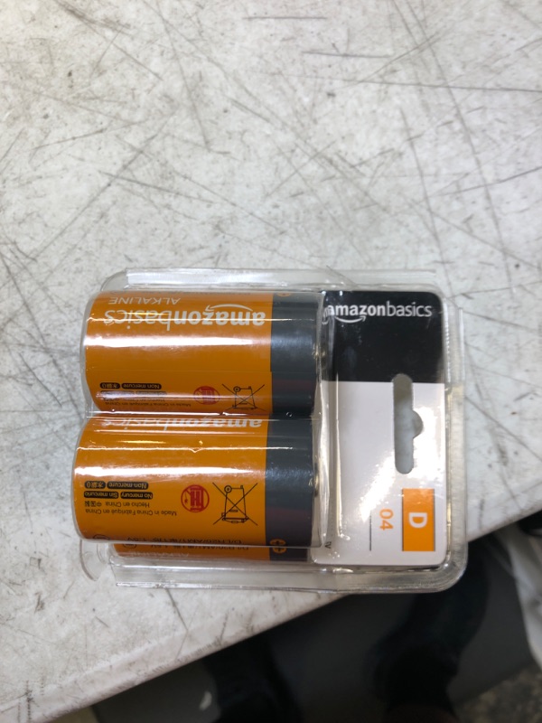 Photo 1 of Amazon Basics 4 Pack D Cell All-Purpose Alkaline Batteries, Easy to Open Value Pack 4 D Batteries