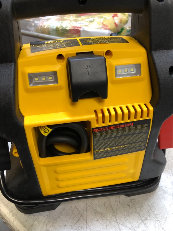 Photo 4 of DEWALT DXAEJ14 Digital Portable Power Station Jump Starter: 1400 Peak/700 Instant Amps, 120 PSI Digital Air Compressor, 3.1A USB Ports, Battery Clamps , Yellow