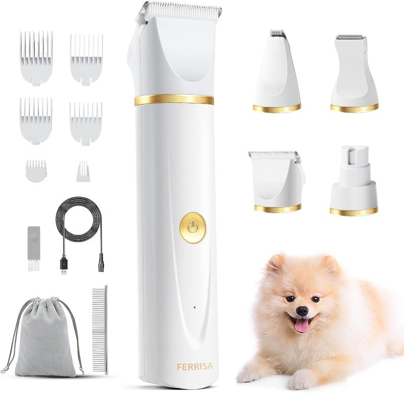Photo 1 of  Dog Clippers for Grooming, Small Dog Clipper Dog Grooming Kit with 4 Blade Heads, Low Noise Dog Grooming kit for Dogs Hair, Dog Clippers of Eyes, Ears, Face, Rump