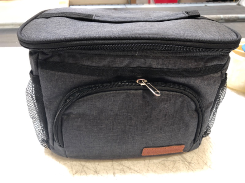 Photo 1 of - Reusable Lunch Box for Office Picnic Hiking Beach - Leakproof Cooler Tote Bag Organizer with Adjustable Shoulder Strap for Adults - Black