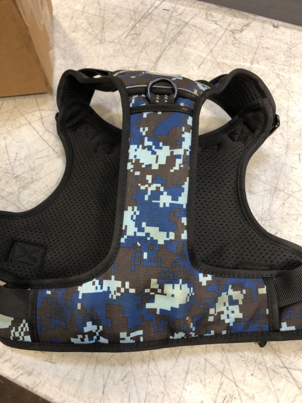 Photo 3 of Auroth Tactical Dog Training Harness No Pulling Front Clip Leash Adhesion Reflective K9 Pet Working Vest Easy Control for Small Medium Large Dogs Blue Camo, SIZE XL 