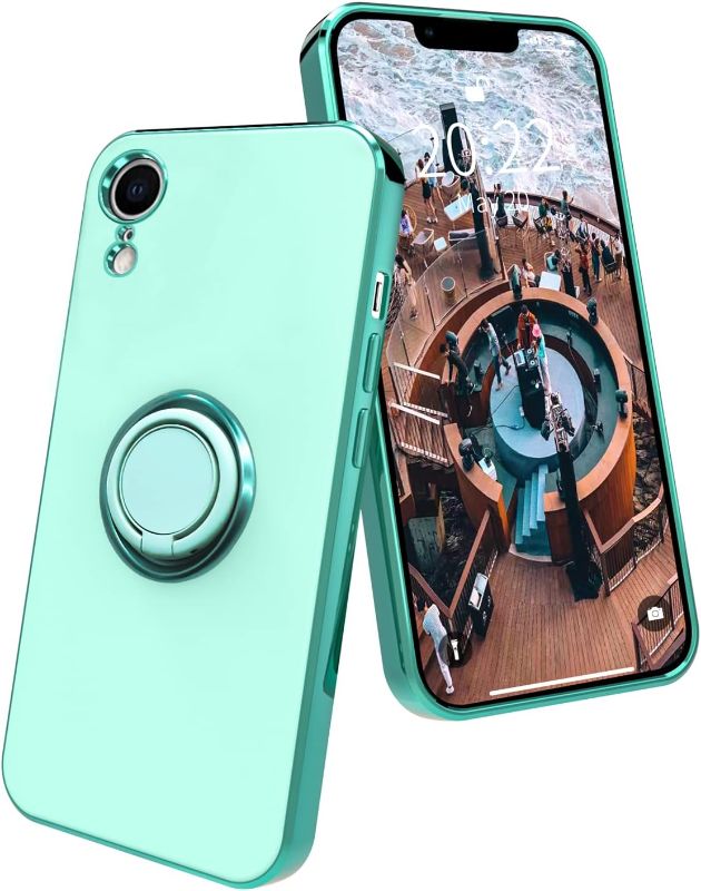 Photo 1 of DREOLA iPhone XR Case with Ring Holder Magnetic Kickstand Soft TPU Non-Slip Matte Back Cover Microfiber Lining Anti-Scratch Shockproof Full-Body Protective Case for iPhone XR(Green)
