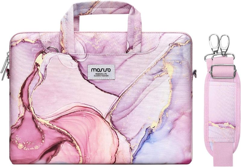 Photo 1 of MOSISO Laptop Shoulder Bag Compatible with MacBook Air 13 inch M2 M1 2023-2018/Pro 13 inch M2 M1 2023-2016,Surface Pro 8/7/6/X/5/4/3,Polyester Briefcase Sleeve with Belt Marble MO-MBH216
