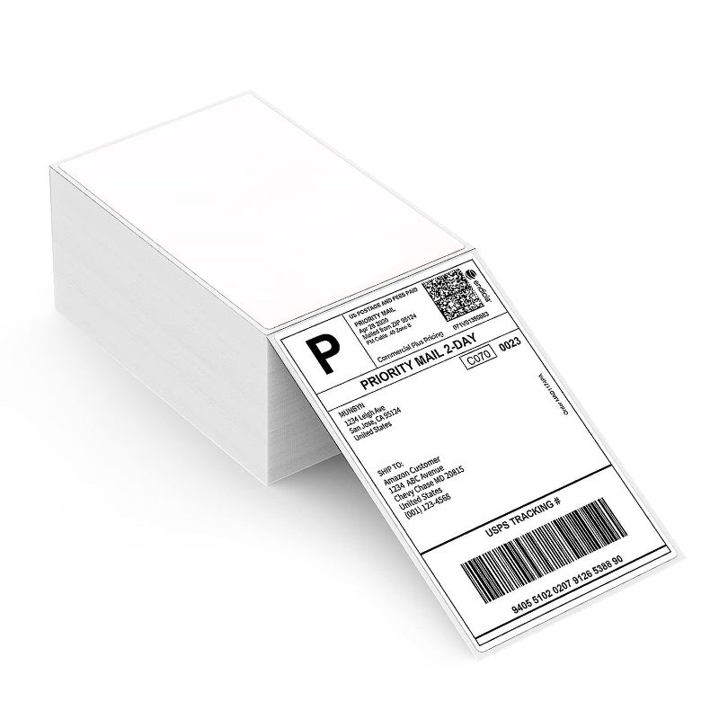 Photo 1 of MUNBYN Thermal Direct Shipping Label (Pack of 500 4x6 Per Fanfold Labels) - Commercial Grade
