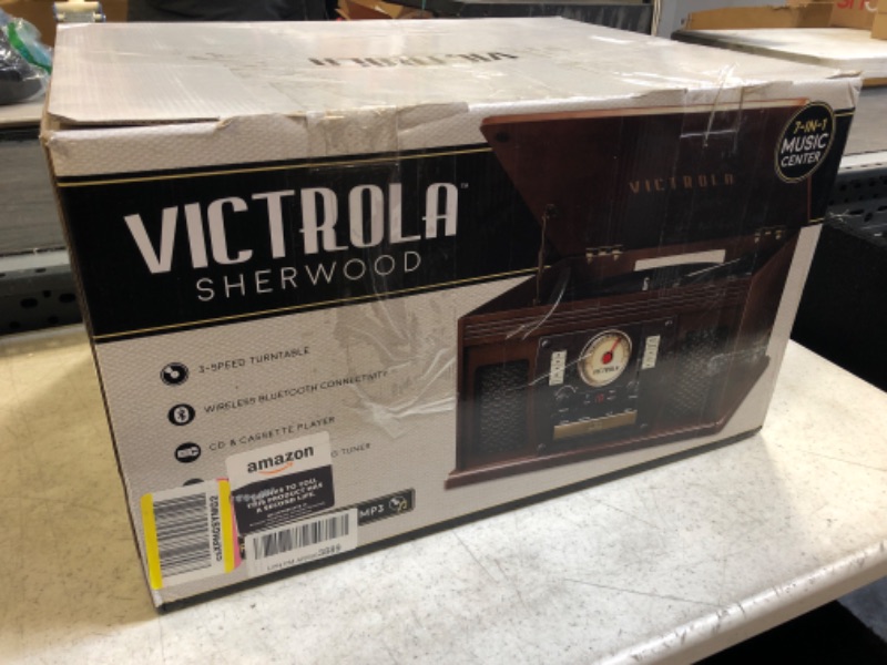 Photo 3 of Victrola's 7-in-1 Sherwood Bluetooth Recordable Record Player with 3-Speed Turntable, CD, Cassette Player and FM Radio