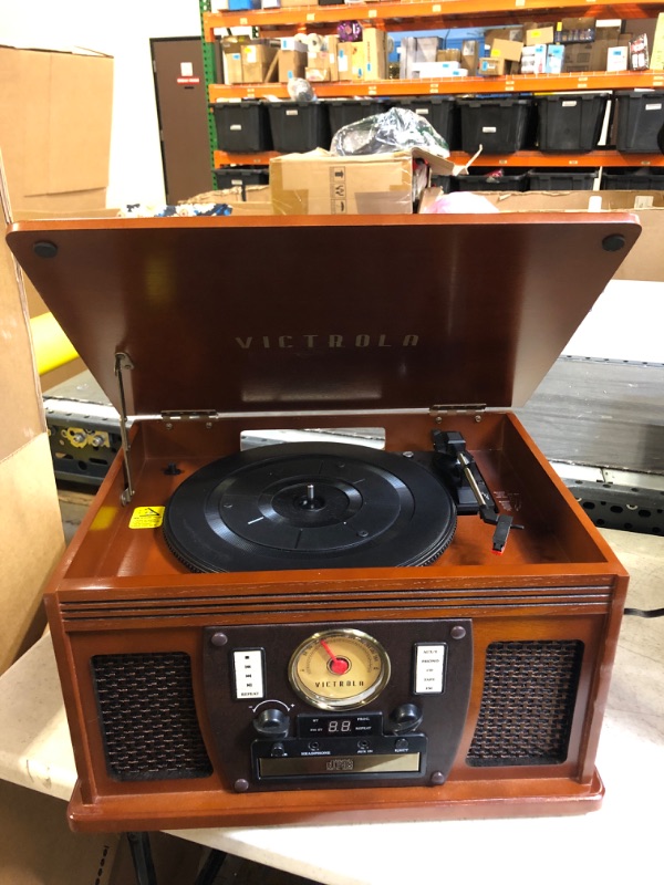 Photo 2 of Victrola's 7-in-1 Sherwood Bluetooth Recordable Record Player with 3-Speed Turntable, CD, Cassette Player and FM Radio