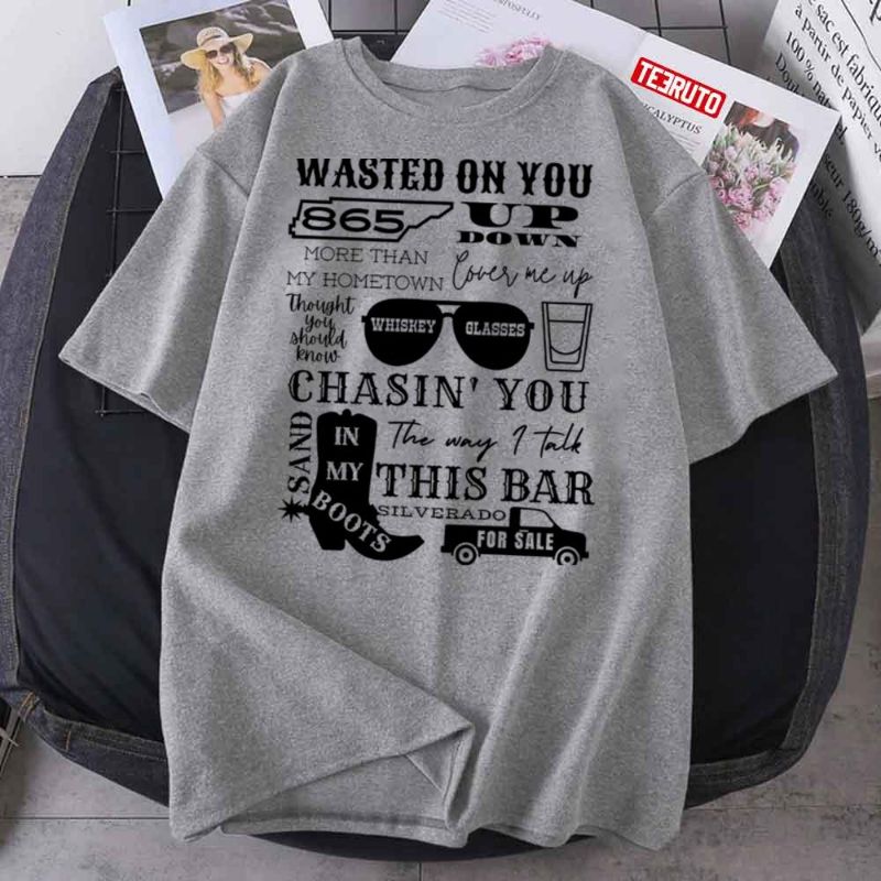 Photo 1 of Country Legend Song Titles Chasin’ You Wasted On You Up Down Unisex T-Shirt SIZE S 
