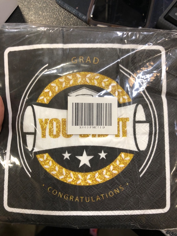 Photo 2 of 50PCS Graduation Napkins Black and Gold Decorations 2023 Party Cocktail Luncheon Beverage Napkins Class of 2023 Congrats Grad 3 Ply Guest Disposable Towels Paper Hand Napkins Dinner Supplies