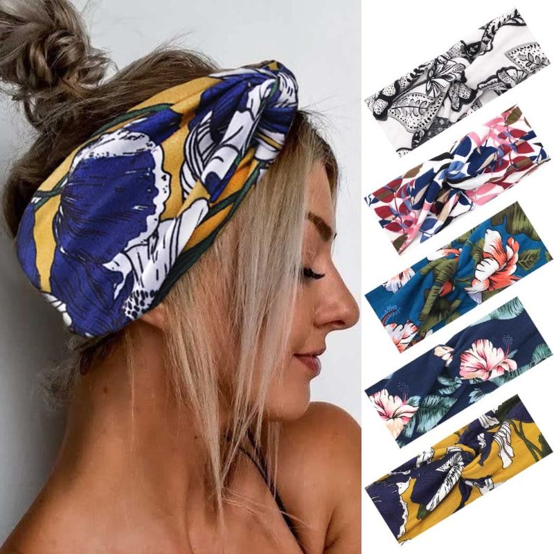 Photo 1 of  Headbands Criss Cross Head Bands No Slip Fashion Elastic Stretch Wide Hair Bands for Women(Pack of 12) 
