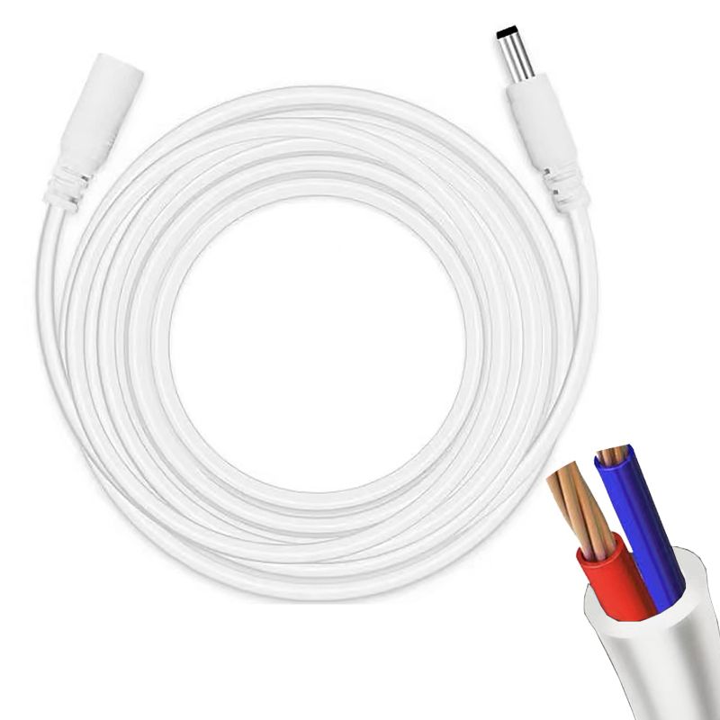 Photo 1 of GWFIBER AWG 18 dc Power Extension Cable 50ft (15M) 5.5mmx2.5mm 5V 12V 24V Power Supply Adapter CCTV Security Wireless IP Camera Dvr Standalone LED Strip,Car Male to Female Plug Cable White 15M
