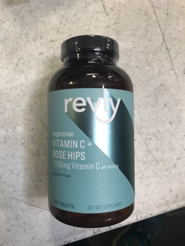 Photo 2 of Amazon Brand - Revly Vitamin C 1,000mg with Rose Hips, Gluten Free, Vegetarian, 300 Tablets  -- BB 01/24 -- 