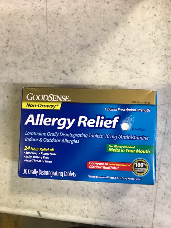 Photo 2 of GoodSense Loratadine Orally Disintegrating Tablets, 10 mg, 24 Hour Allergy Tablets, 30 Count 30 Count Disintegrating Tablet