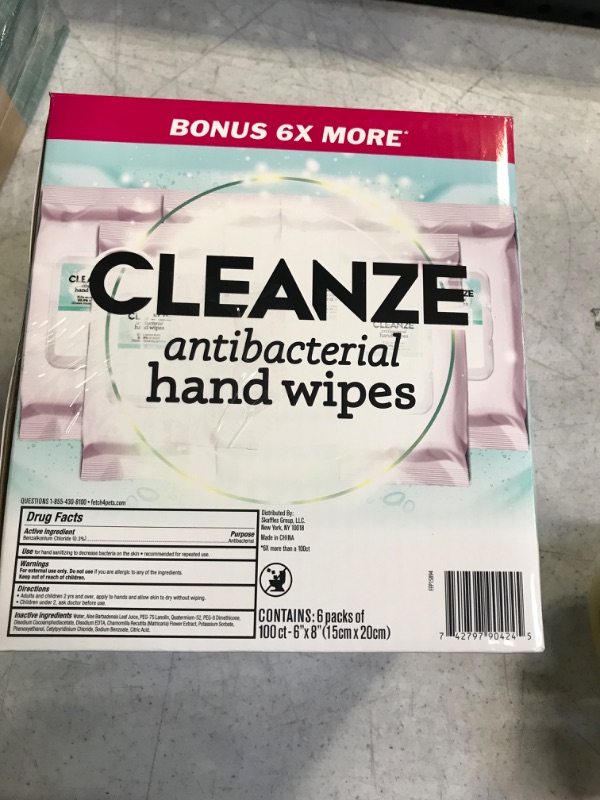 Photo 3 of Cleanze Antibacterial Hand Sanitizing Wipes | Hand Wipe Packets, 6 Packs - 100 Ct Hand Wipes, Unscented Disinfecting Travel Hand Sanitizer Wipes with Aloe | Kill 99.9% of Germs Aloe Wipes 600 Count