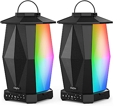 Photo 1 of Olafus Outdoor Speaker Bluetooth 2 Pack, 50W Wireless Speakers, IPX5 Waterproof Lantern Speaker with RGB or White Lights, 20H Playtime, Up to 200 Speakers Synch, for Pool Patio Garden Backyard Camping
