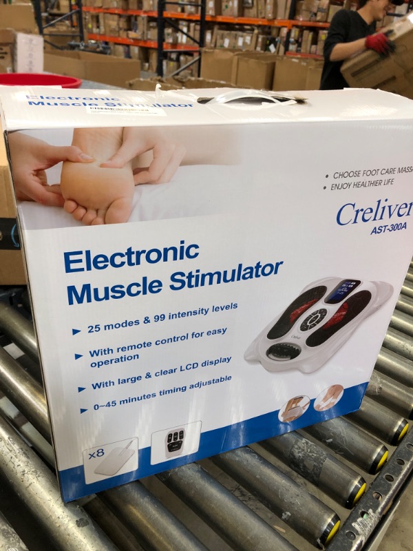 Photo 2 of Foot Stimulator (FSA HSA Eligible) with EMS TENS for Pain Relief and Circulation, Electric Feet Legs Massagers Machine for Neuropathy and Plantar Fasciitis, Nerve Muscle Stimulator with Electrode Pads White