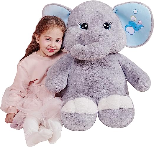 Photo 1 of IKASA Giant Elephant Stuffed Animal Plush Toy,Large Elephant Cute Jumbo Soft Toys,Huge Big Size Fluffy Plushy Fat Oversized Plushie,Gifts for Kids Girls Boy Girlfriend Children (30 inches, Gray)
