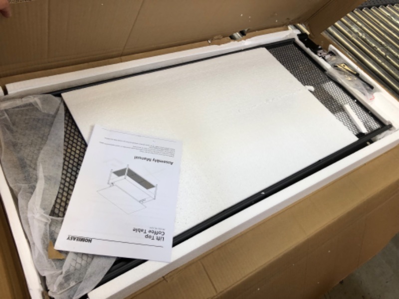 Photo 2 of Homieasy Coffee Table, Lift Top Coffee Table with Storage Shelf and Hidden Compartment, Modern Lift Top Table for Living Room, Wood Lift Tabletop, Metal Frame - Rustic Brown