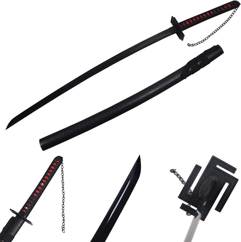 Photo 1 of (SWORD IS NOT SHARP)Kurosaki Ichigo Cosplay Japanese Samurai Sword Katana Shark Black Blade Full Tang
