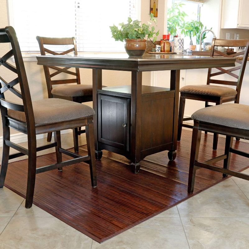 Photo 1 of 5' X 8' (60"x96") Bamboo Floor Mat Area Rug, Walnut Dark Brown Color Finish, Large Bamboo Floor Runner Rug with Non Skid Backing, Area Mat Indoor Carpet for Living Room, Hallway, Kitchen, Office
