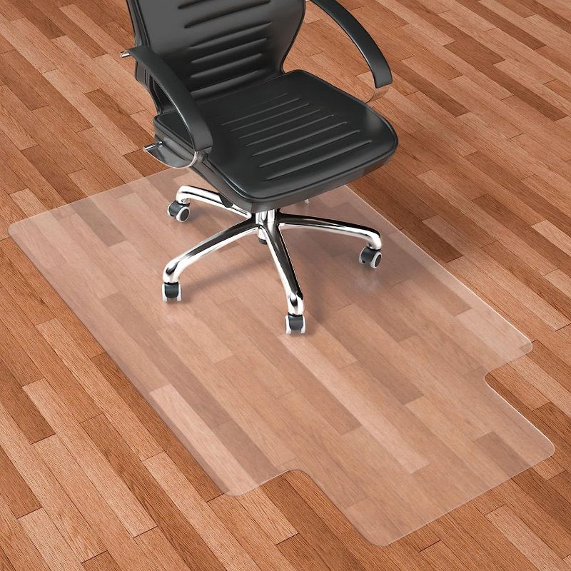 Photo 1 of Naturehydro Clear Chair Mat for Hard Floors - 48" x 30" Transparent Computer Desk Floor Mats for Wood Tile Protection, BPA and Phthalates Free (with Extended Lip)
