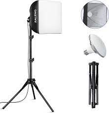 Photo 1 of RALENO Softbox Lighting Kit, 16'' x 16'' Photography Studio Equipment with 50W / 5500K / 90 CRI LED Bulb, Continuous Lighting System for Video Recording and Photography Shooting
