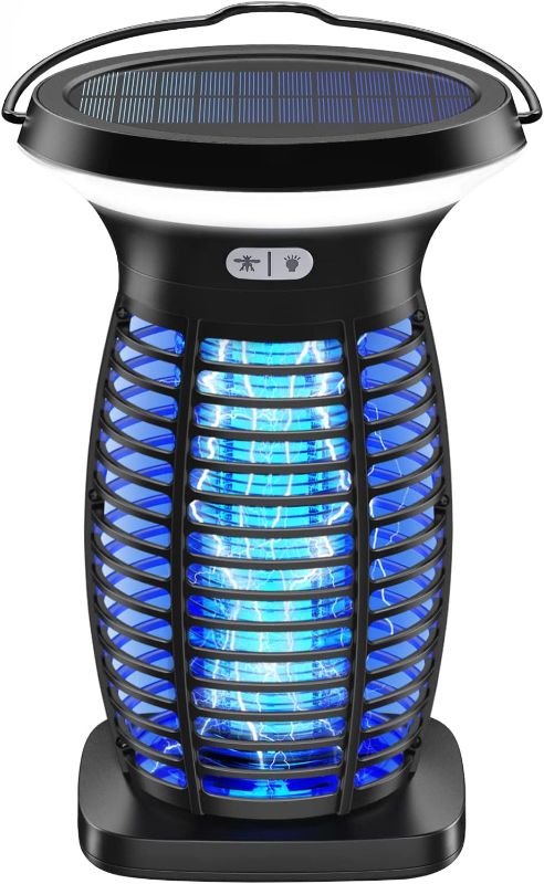 Photo 1 of Solar Bug Zapper for Outdoor Indoor, Portable Camping Lantern with SOS Emergency Light, Electric Mosquito Zappers Killer, Rechargeable Insect Fly Pest Attractant Trap for Hiking, Backyard, Patio