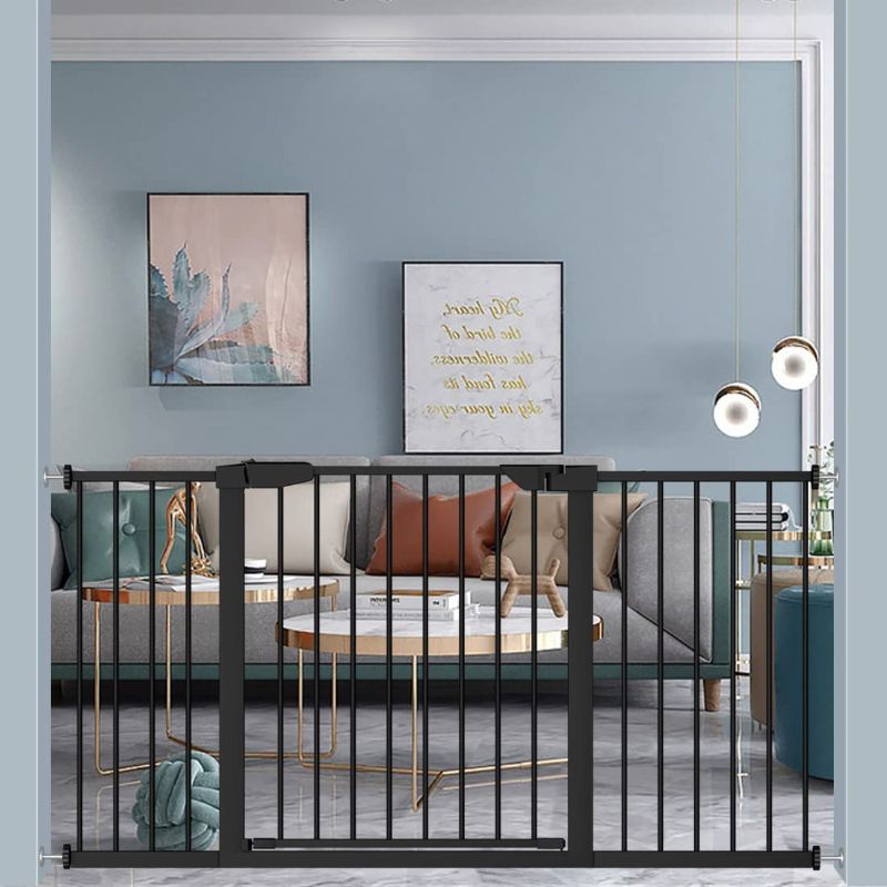 Photo 1 of Fairy Baby Extra Wide Baby Gate - Large Walk Through Safety Child Gates for Kid or Pet - Long Pressure Mounted Baby Gate Black 57.09"-59.84"