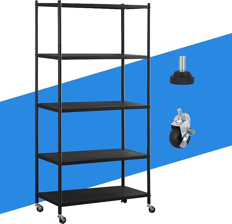 Photo 1 of 5 Tier Storage Metal Shelves, Kitchen Storage Shelves Garage Shelving Unit, Large Capacity Commercial Storage Rack, Utility Shelf for Pantry Closet Office Laundry (32" Lx16 Wx63 H)
