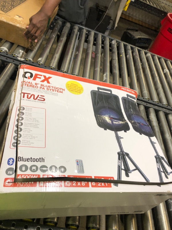 Photo 3 of PBX-800TWS 8-Inch Bluetooth Stereo PA System Comes with 2X 8 Speakers and 2X Stands, 2X Microphones, and a Remote Control