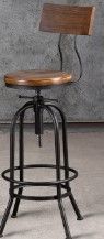 Photo 2 of 2-Piece Bar Stools, Adjustable Swivel Backrest Stools 26"-32", Rustic Industrial,Space-Saving,Wood Top,Mostly Welded(Black & Brown)