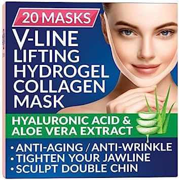 Photo 1 of 20 Piece Double Chin Tightener - V Line Shaping Face Masks - Toning Hydrogel Collagen Mask with Hyaluronic Acid & Aloe Vera - Anti-Aging and Anti-Wrinkle Band
