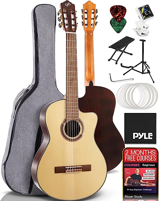 Photo 1 of Pyle 39” Classic Acoustic Guitar - Full Size Starter Kit 6 String Traditional Classical Handcrafted Wood w/ 3mm Gig Bag, Digital Tuner, Picks, Comes with Stand & Foot Stool - For Beginners/Adults
MISSING ACCESSORIES 