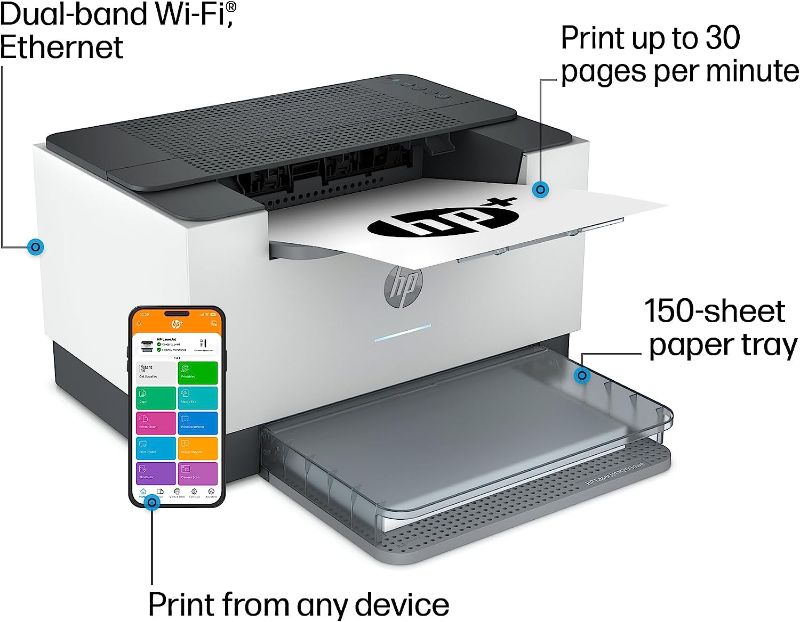 Photo 1 of HP LaserJet M209dwe Wireless Black & White Printer with HP+ and 6 Months Free-cartridges (6GW62E)
OPEN BOX ITEM 