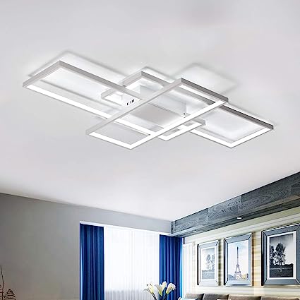 Photo 1 of Jaycomey Ceiling Light,Modern LED Ceiling Lamps with 3 Squares,75W Cool White Acrylic Flush Mount Ceiling Lights Fixtures for Kitchen Dining Living Room Study,6000K,White
