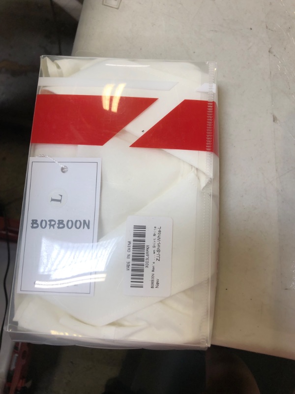 Photo 1 of borboon mens white LONG SLEEVE shirt size large 
