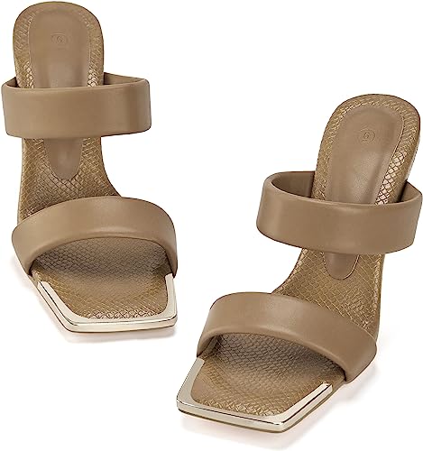 Photo 1 of Coutgo Womens Square Open Toe Heels Sandals Chunky Block Mules Heeled Double Strap Summer Slip On Slide Shoes
SIZE 8.5