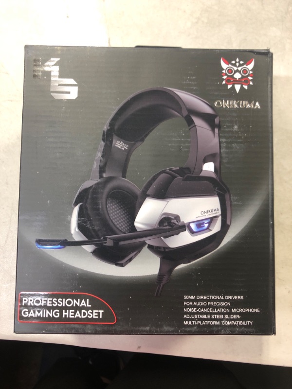 Photo 2 of ONIKUMA K5 Gaming Headset, Noise-Canceling over-Ear Headphones with Mic and LED, Surround Sound Stereo Wired Gaming Headset Compatible PS4, PS5, Xbox One, PC , Nintendo Switch
