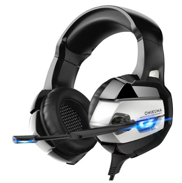 Photo 1 of ONIKUMA K5 Gaming Headset, Noise-Canceling over-Ear Headphones with Mic and LED, Surround Sound Stereo Wired Gaming Headset Compatible PS4, PS5, Xbox One, PC , Nintendo Switch
