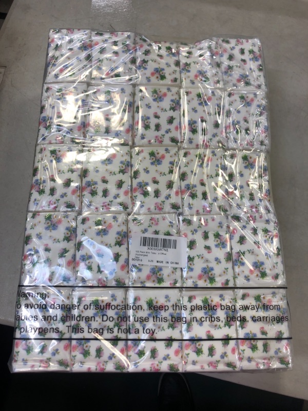 Photo 1 of 100 Pcs Facial Tissues Floral Pocket Tissues Bulk Tropical Individual Tissues Portable Travel Tissues Tissue Packs for Wedding Graduation Baby Shower Summer Celebration Party, 3 Ply 10 Sheets Each
