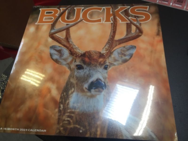 Photo 2 of Trophy Bucks Calendar 2023 -- Deluxe 2023 Bucks Wall Calendar Bundle with Over 100 Calendar Stickers (White Tailed Deer Gifts, Office Supplies)