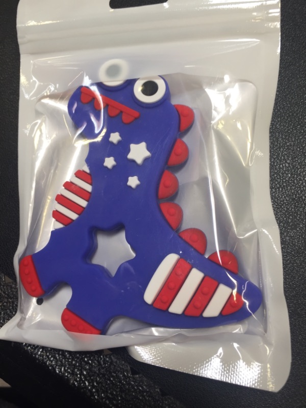 Photo 2 of 4th of July Silicone Baby Teething Toys for Babies 6-12 Months, Red White & Blue Dinosaur Baby Teether Toy Teething Pain Relief Baby Chew Toy 3 Months, Infant Toys for Boys Girls 4th of July Gifts