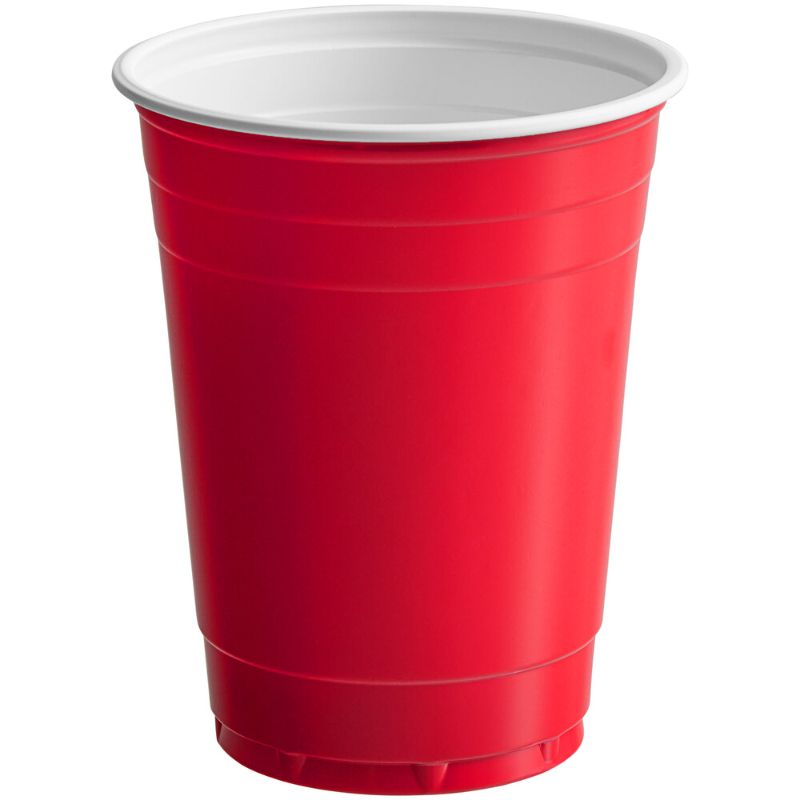 Photo 1 of (1000/Case) 16 oz. Disposable Restaurant Bar Red Round Medium Wall Plastic Cup