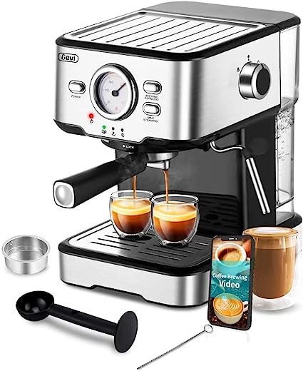 Photo 1 of Gevi Espresso Machine 15 Bar Pump Pressure, Cappuccino Coffee Maker with Milk Foaming Steam Wand for Latte, Mocha, Cappuccino, 1.5L Water Tank ?Tibetan Black?

