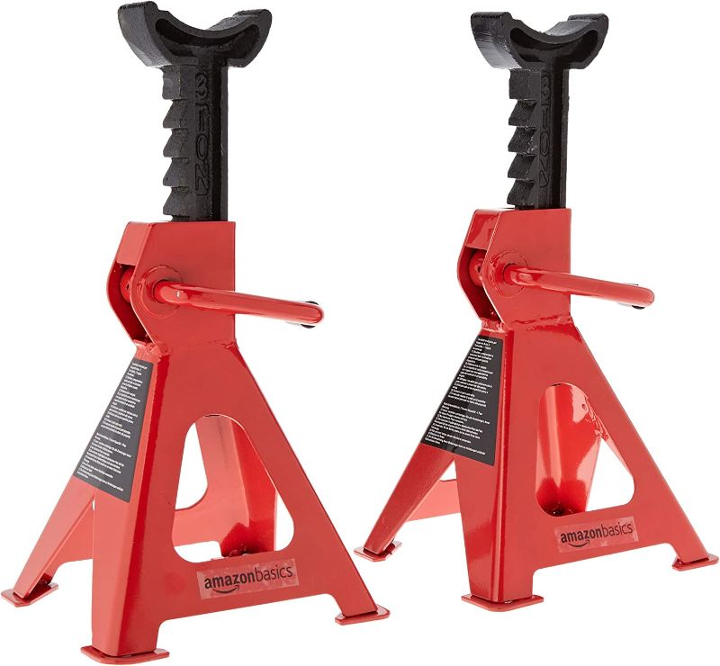 Photo 1 of  Steel Jack Auto Stands, 3 Ton Capacity, 1 Pair, Black and Red